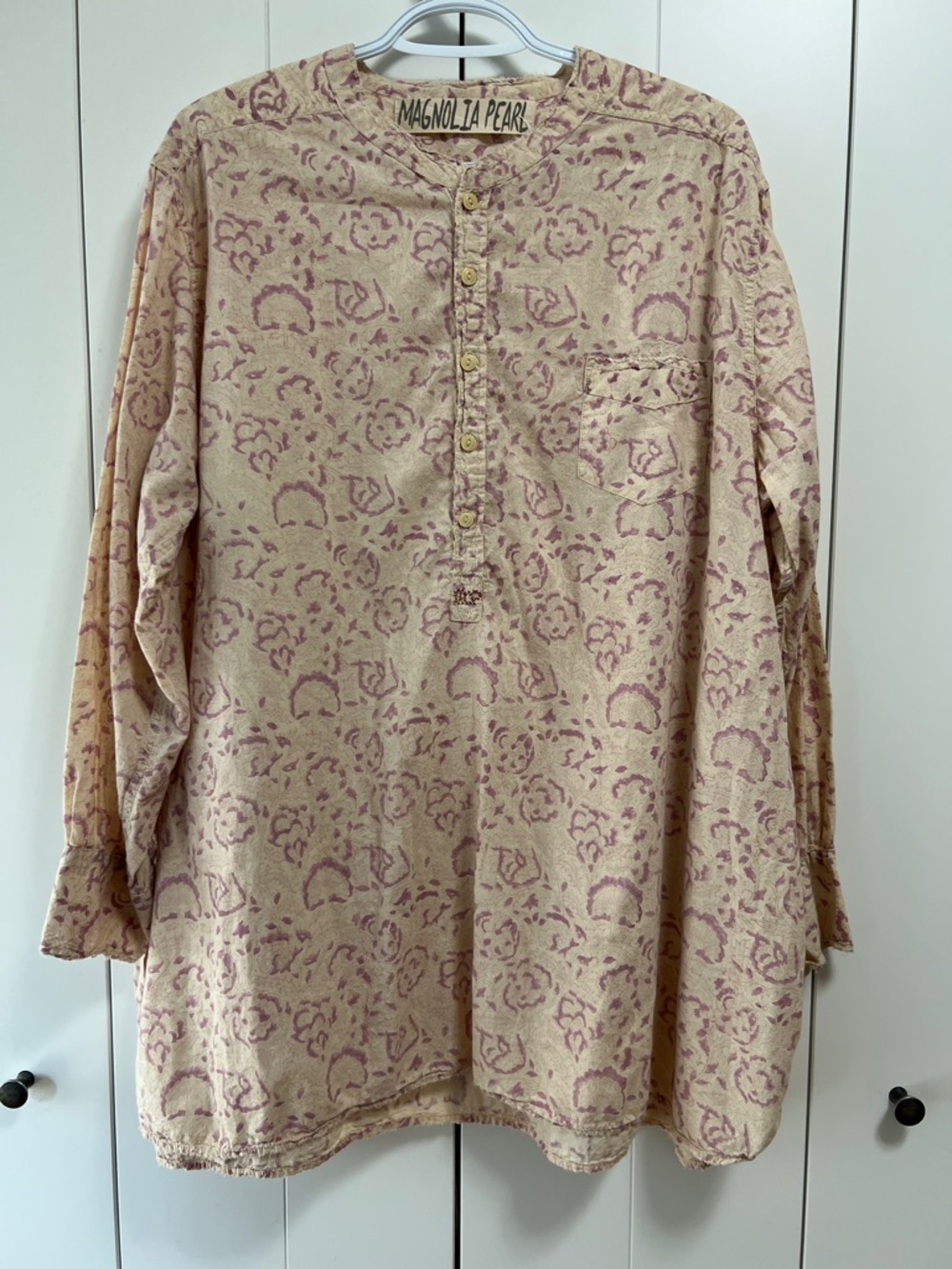 Magnolia Pearl Floral cotton Henley styled blouse